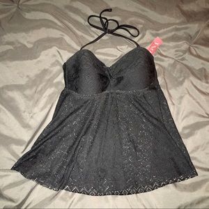 NWT Merona Crochet Halter Tankini Swim Top